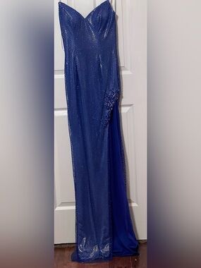 Vienna Prom Size 2 Royal Blue Rhinestone Pageant Formal Gown Strapless